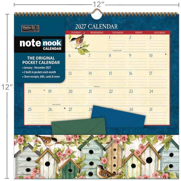 Note Nook Heart & Home 2027 Square Wall Calendar