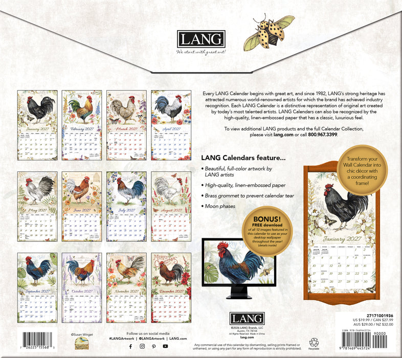 Proud Rooster Special Edition 2027 Large Wall Calendar