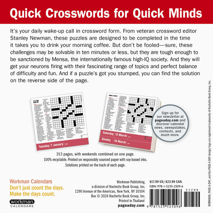 2025 Mensa 10-Minute Crossword Puzzles Page-A-Day Calendar