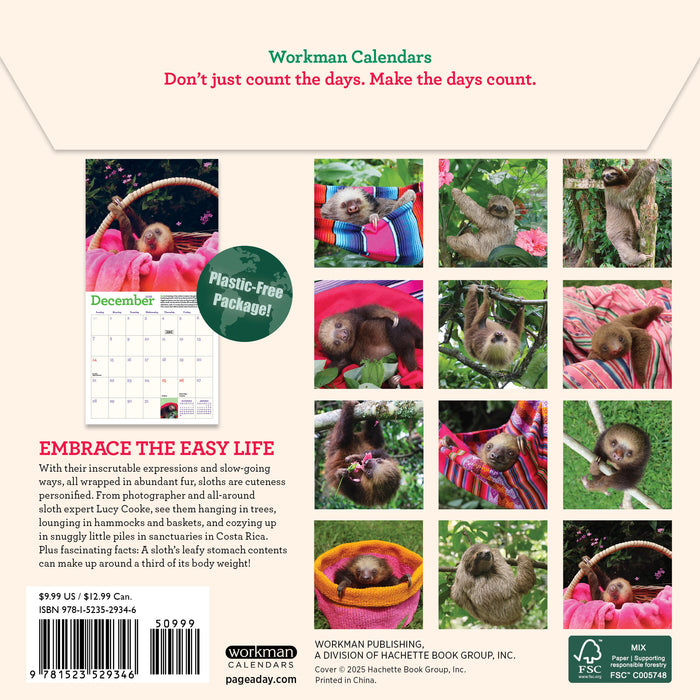 Original Sloths 2026 Mini Wall Calendar