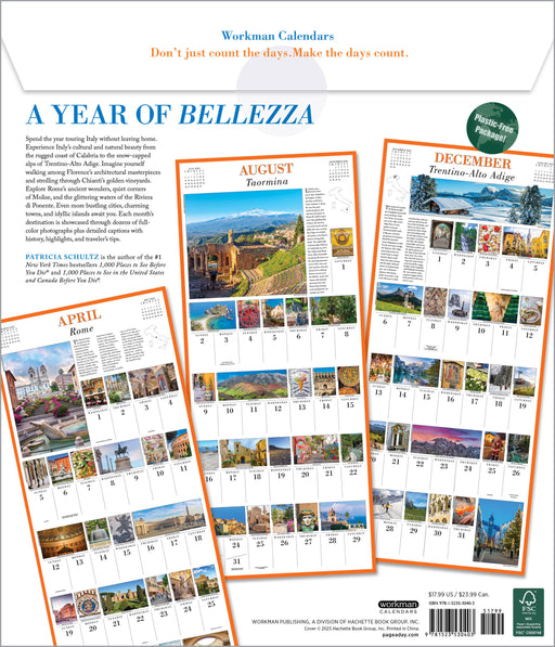 365 Days in Italy 2026 Square Wall Calendar