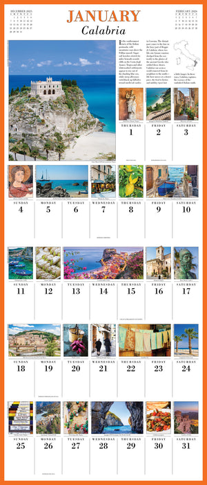 365 Days in Italy 2026 Square Wall Calendar