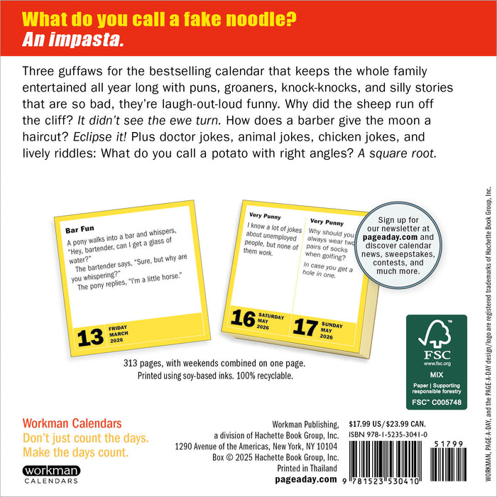 290 Bad Jokes and 75 Punderful Puns 2026 Page-A-Day Calendar