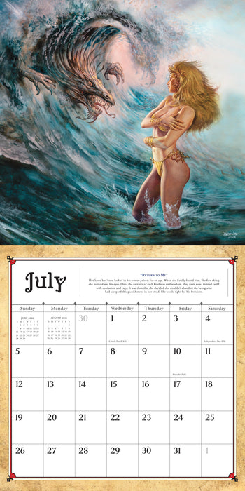 Boris Vallejo and Julie Bell's Fantasy 2026 Square Wall Calendar