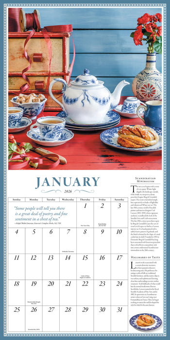 Collectible Teapot and Tea 2026 Square Wall Calendar