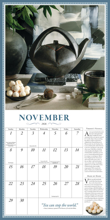 Collectible Teapot and Tea 2026 Square Wall Calendar