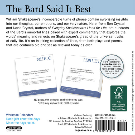Everyday Shakespeare Line for Life 2026 Page-A-Day Calendar (Online Exclusive)
