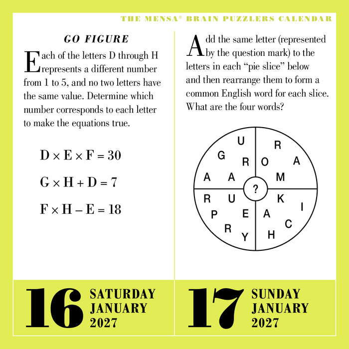 Mensa 365 Brain Puzzlers 2027 Page-A-Day Calendar