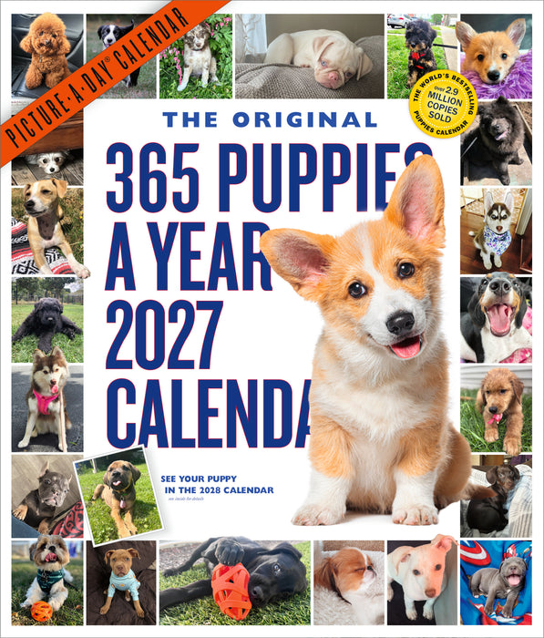 365 Puppies a Year Picture A Day 2027 Large Wall Calendar