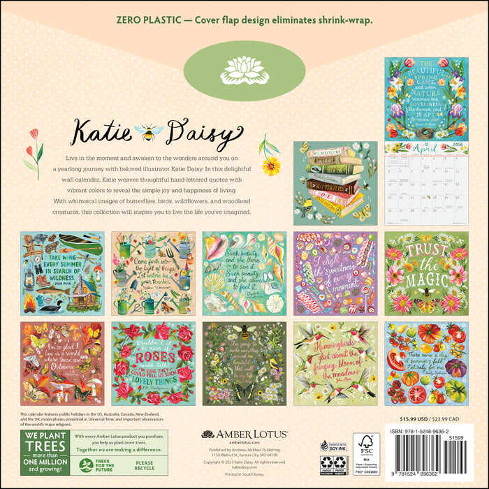 Katie Daisy 2026 Square Wall Calendar