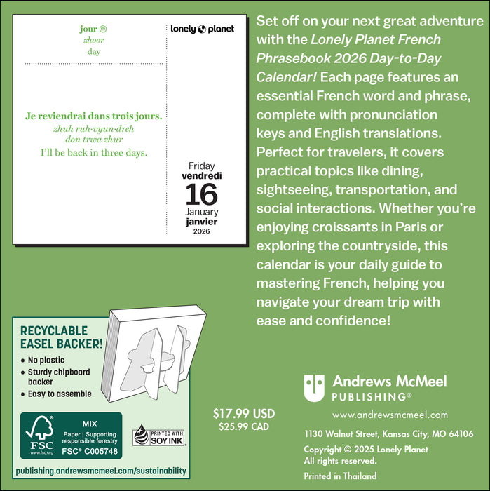 Lonely Planet French Phrasebook 2026 Page-A-Day Calendar