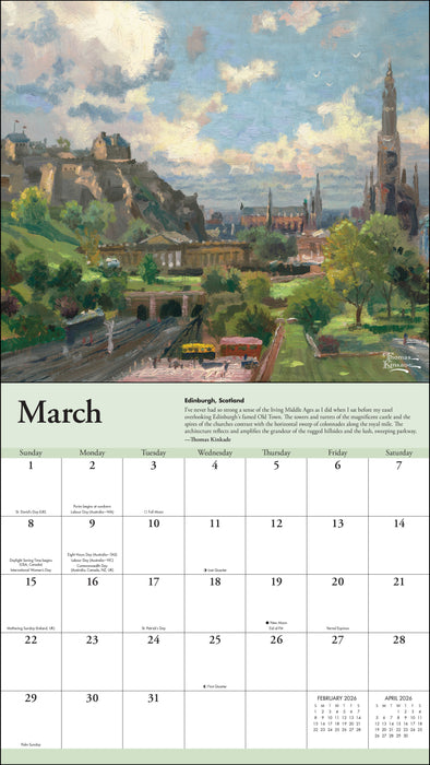 Thomas Kinkade Travels 2026 Deluxe Wall Calendar (Online Exclusive)