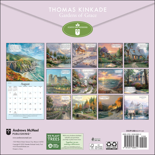 Thomas Kinkade Gardens of Grace 2026 Square Wall Calendar