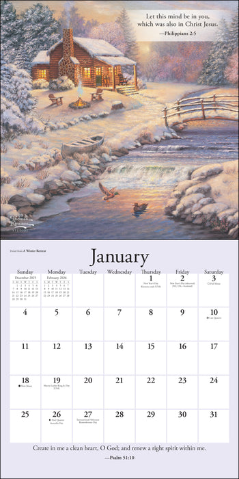Thomas Kinkade Gardens of Grace 2026 Square Wall Calendar