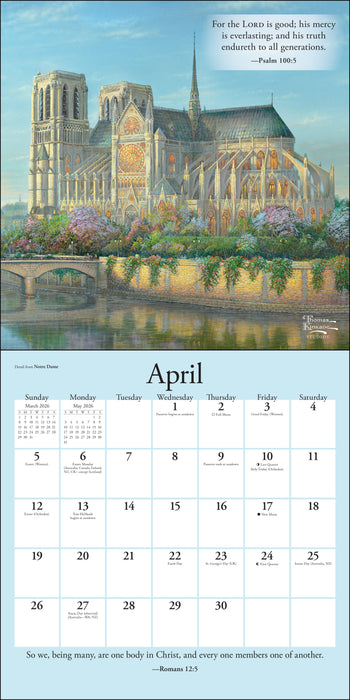 Thomas Kinkade Gardens of Grace 2026 Square Wall Calendar