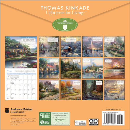 Thomas Kinkade Lightposts for Living 2026 Square Wall Calendar
