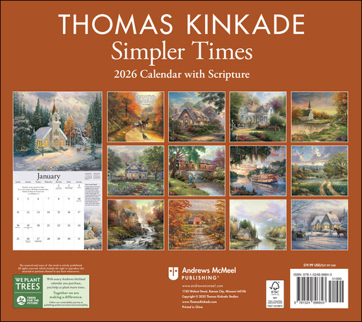 Thomas Kinkade Collector's Scripture Edition 2026 Deluxe Wall Calendar