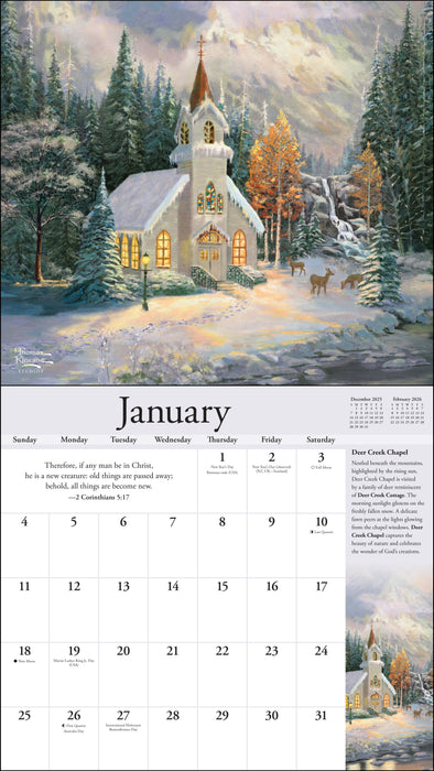 Thomas Kinkade Collector's Scripture Edition 2026 Deluxe Wall Calendar