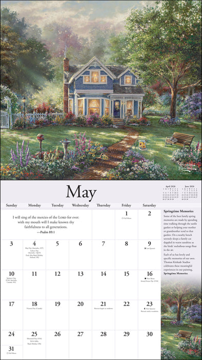 Thomas Kinkade Collector's Scripture Edition 2026 Deluxe Wall Calendar