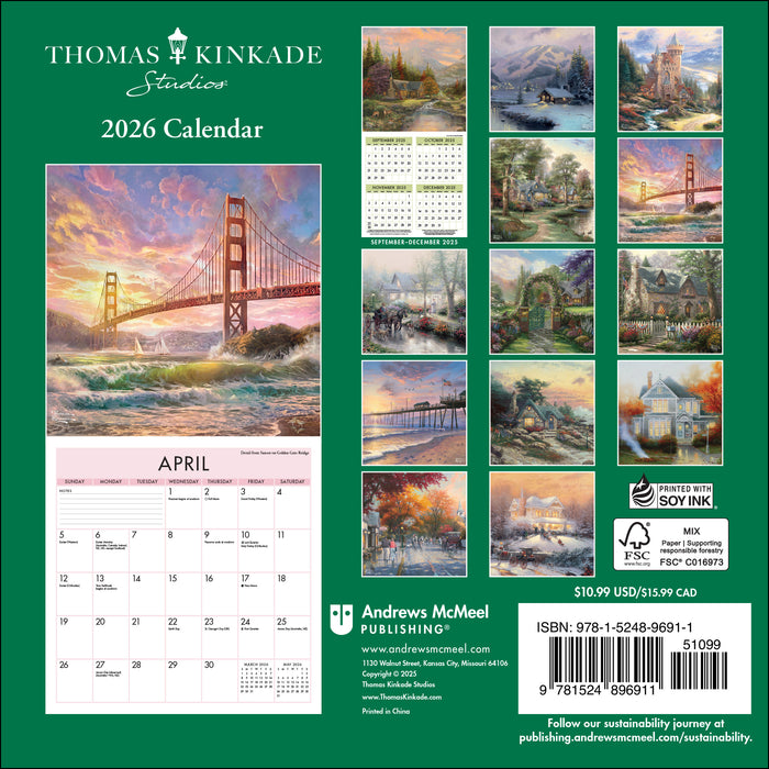 Thomas Kinkade 2026 Mini Wall Calendar