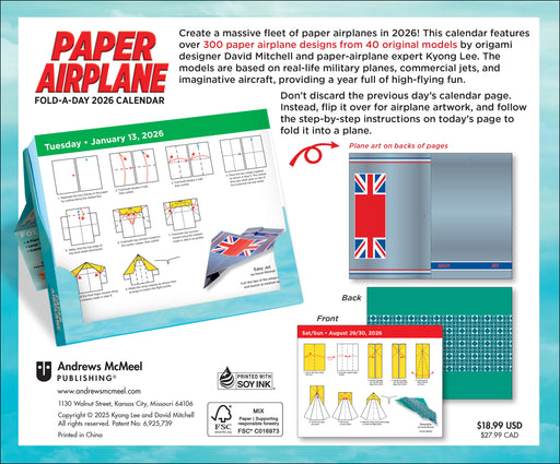 Paper Airplane Fold a Day 2026 Page-A-Day Calendar