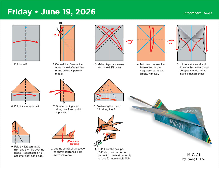 Paper Airplane Fold a Day 2026 Page-A-Day Calendar