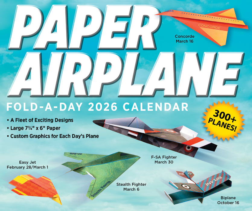 Paper Airplane Fold a Day 2026 Page-A-Day Calendar