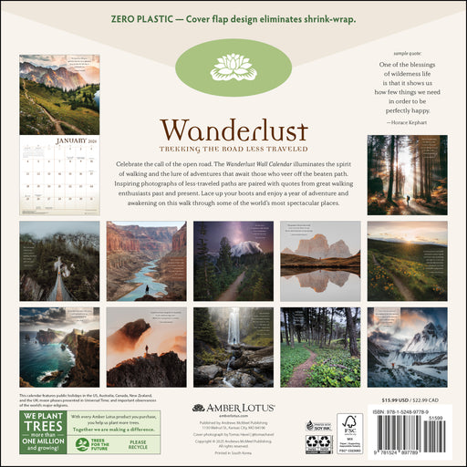 Wanderlust 2026 Square Wall Calendar