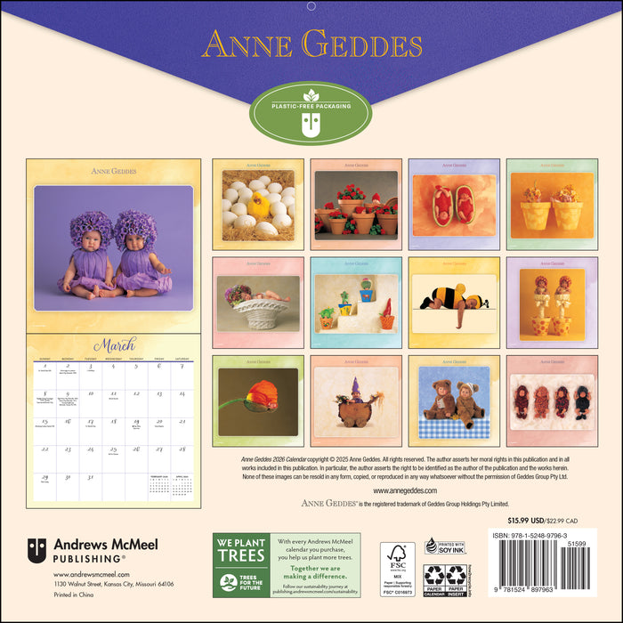 Anne Geddes 2026 Square Wall Calendar