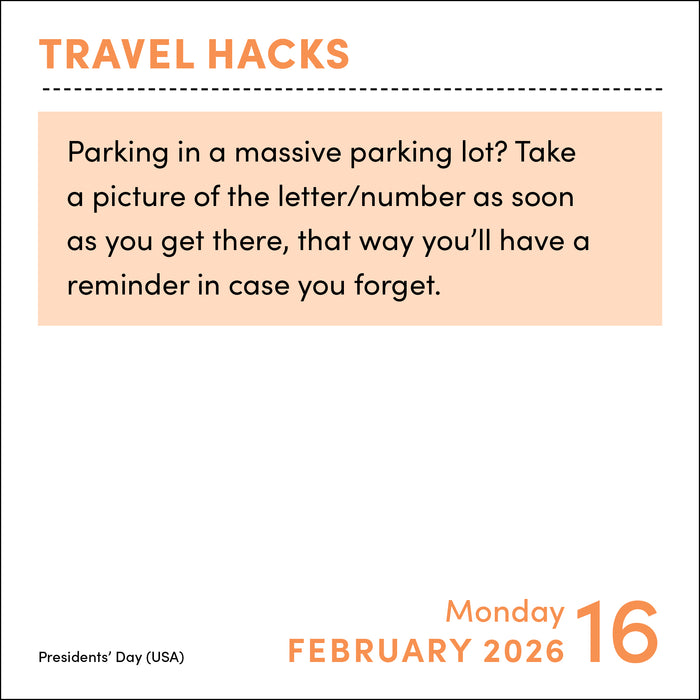 Travel Hacks 2026 Page-A-Day Calendar (Online Exclusive)