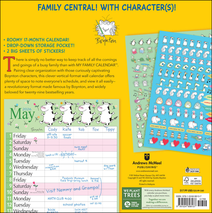 Sandra Boynton's Family 2026 Square Wall Calendar