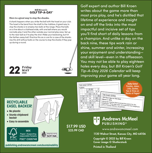 Bill Kroen's Golf Tip A Day 2026 Page-A-Day Calendar