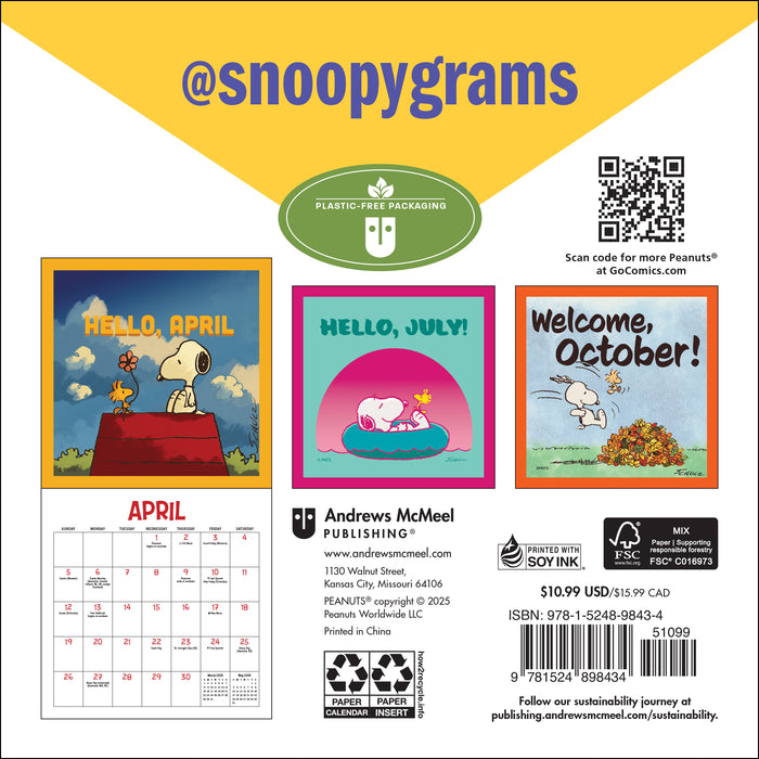 Peanuts Snoopygrams 2026 Mini Wall Calendar