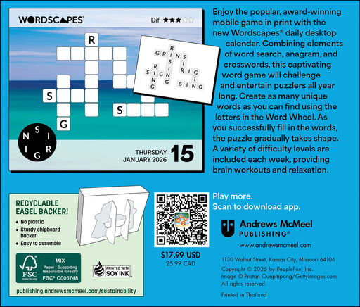 Wordscapes Puzzle Fun 2026 Page-A-Day Calendar