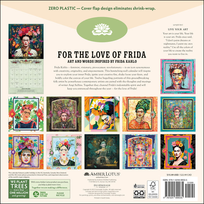 For the Love of Frida 2026 Square Wall Calendar