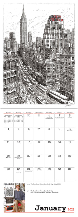 James Cook Typewriter Artist 2026 Square Wall Calendar