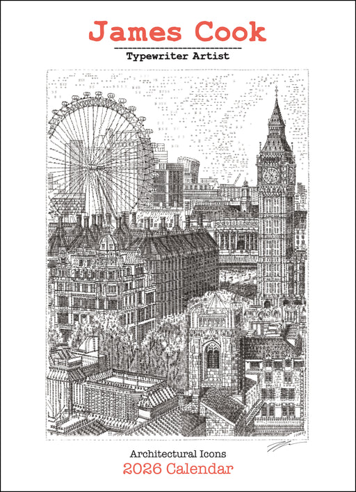 James Cook Typewriter Artist 2026 Square Wall Calendar