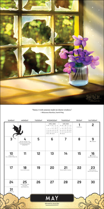 Fourth Wing Licensed Fan Art 2026 Square Wall Calendar