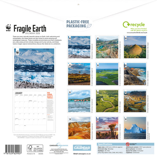 WWF Fragile Earth 2026 Square Wall Calendar