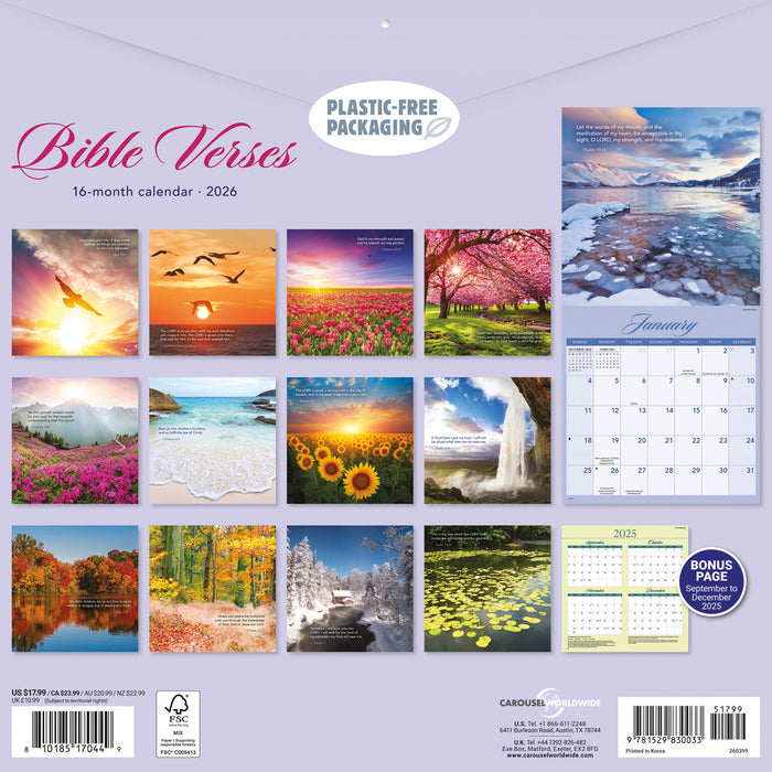 Bible Verses 2026 Square Wall Calendar