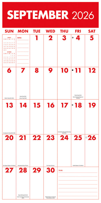 Mega Grid 2026 Square Wall Calendar