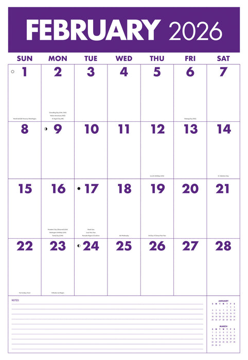 Monster Grid 2026 Large Wall Calendar