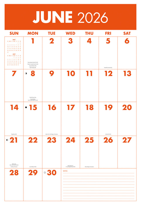 Monster Grid 2026 Large Wall Calendar