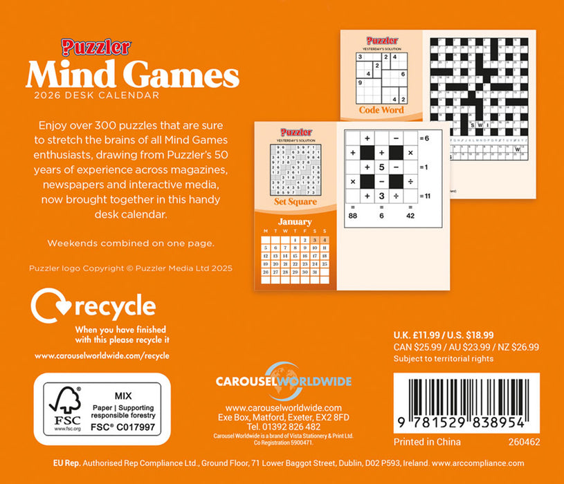Mind Games Puzzler 2026 Page-A-Day Calendar
