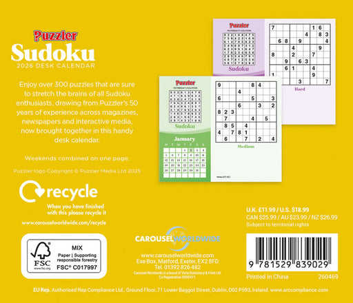 Sudoku Puzzler 2026 Page-A-Day Calendar