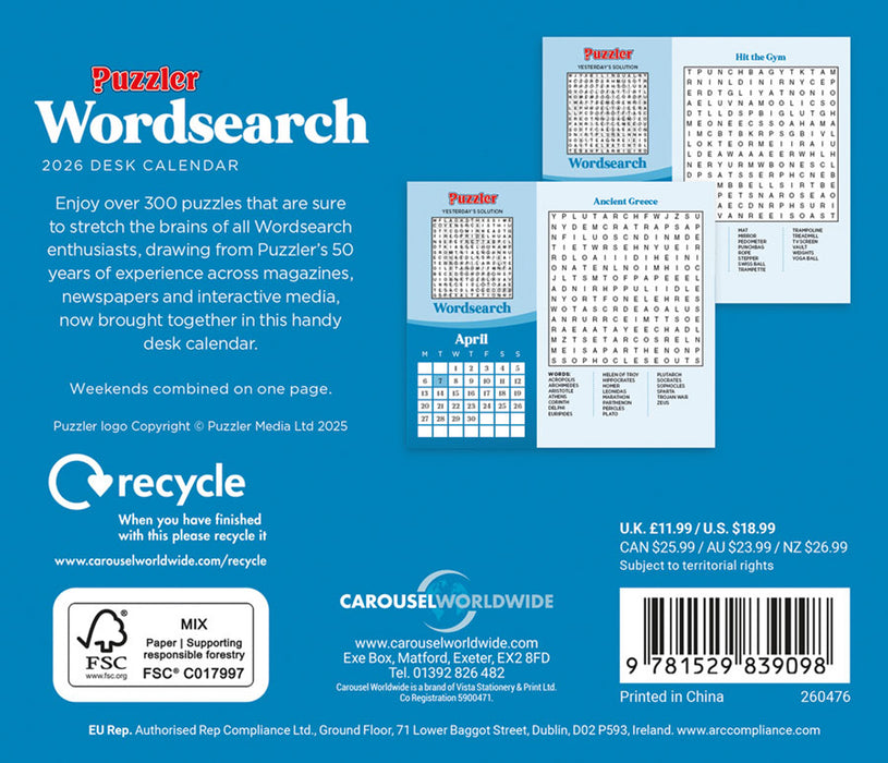 Word Search Puzzler 2026 Page-A-Day Calendar