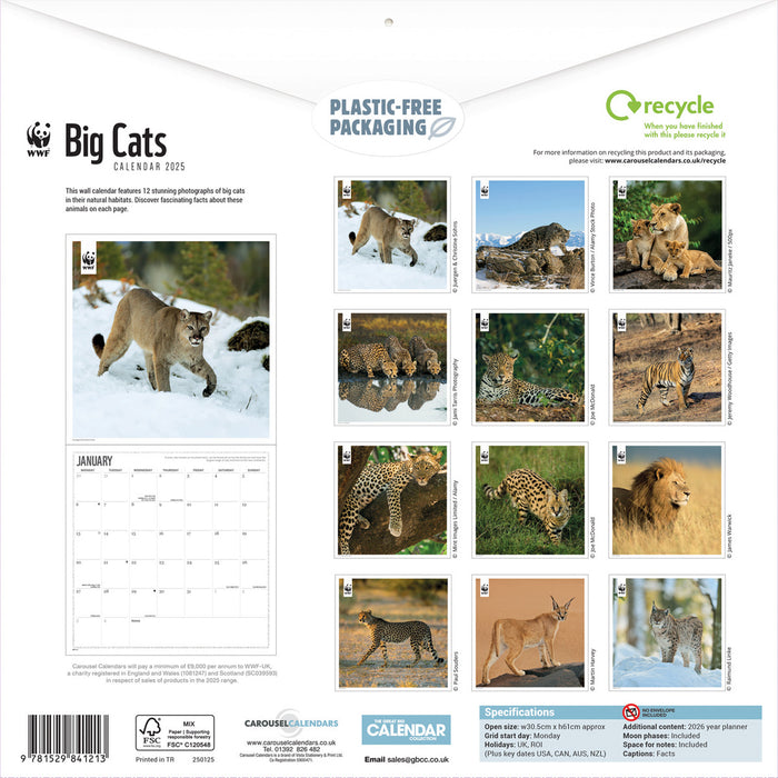 2025 WWF Big Cats Wall Calendar