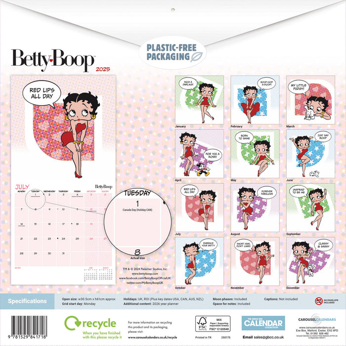 2025 Betty Boop Wall Calendar