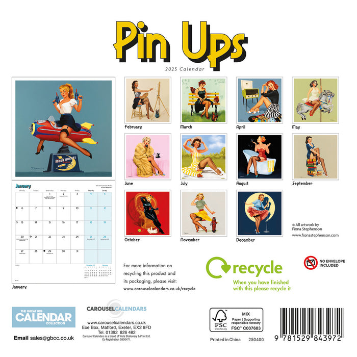 2025 Pin Ups Mini Wall Calendar