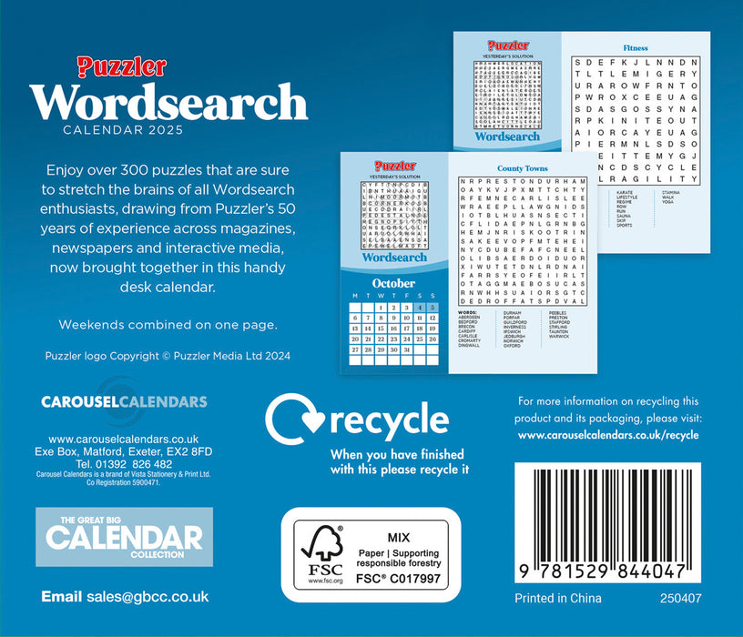 2025 Word Search Page-A-Day Calendar